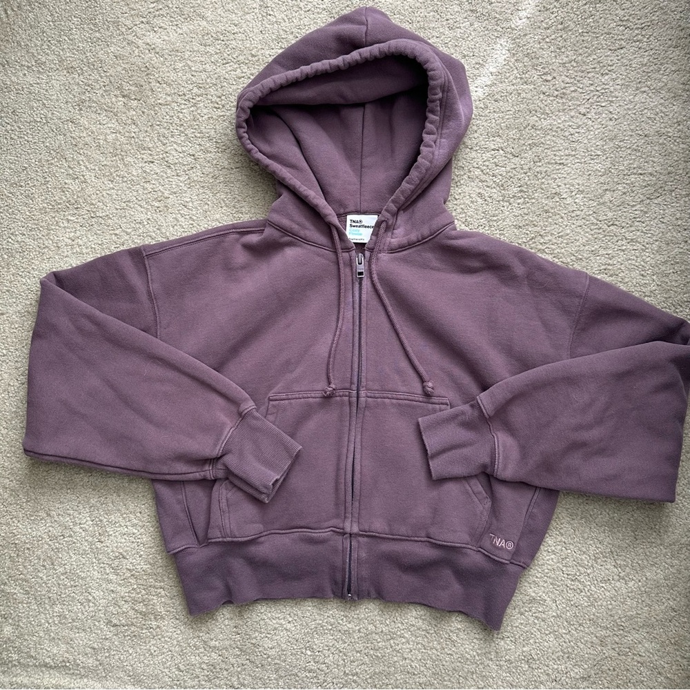 Aritzia Tna Cozy Fleece Boyfriend Boxy Zip Hoodie
